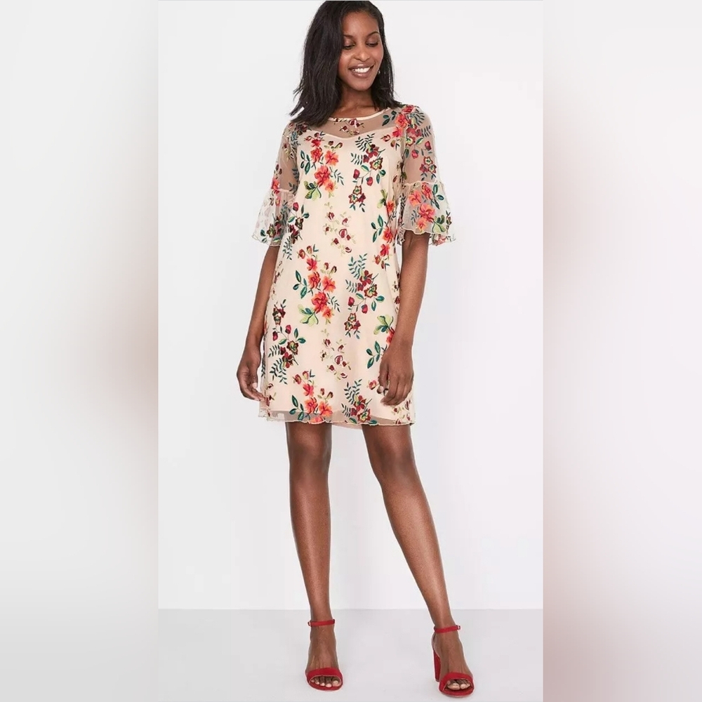 61. RW&CO. Floral Embroidered Overlay Dress